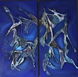 Les oiseaux (Huile sur toile. Byptique 60 x 60cm.)